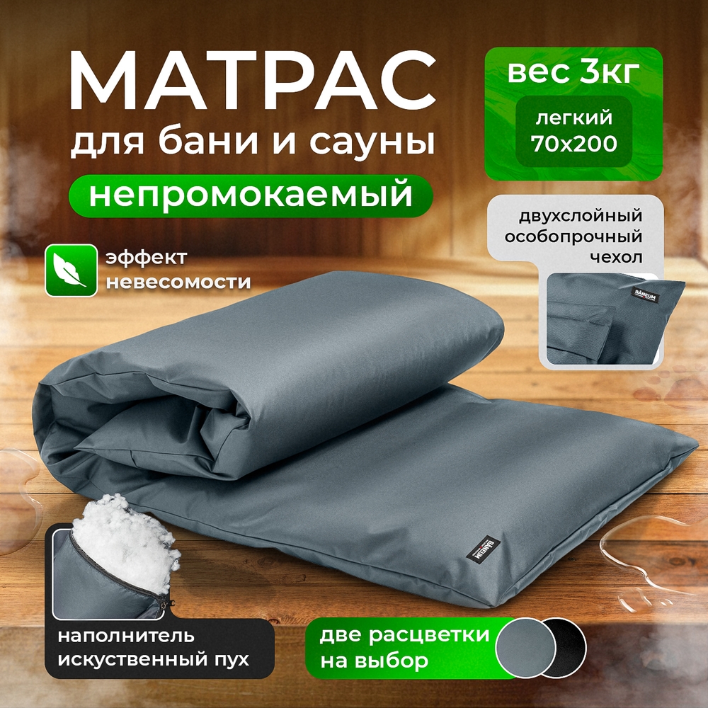 Матрас для бани непромокаемый сверхлёгкий 2×0,7 м BĀNEUM — фото 2