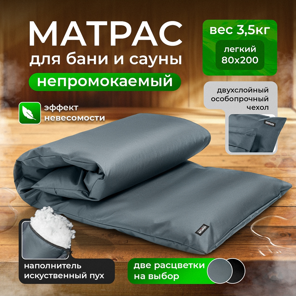 Матрас для бани непромокаемый сверхлёгкий 2×0,8 м BĀNEUM — фото 2