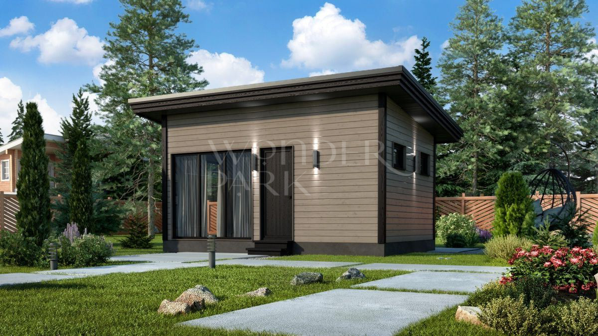 Баня в стиле хай-тек с комнатой отдыха с кухней 4х6 метров BH3 — BarnHouse https://barnhouse1.ru/bani-hitech/bh3 — BarnHouse