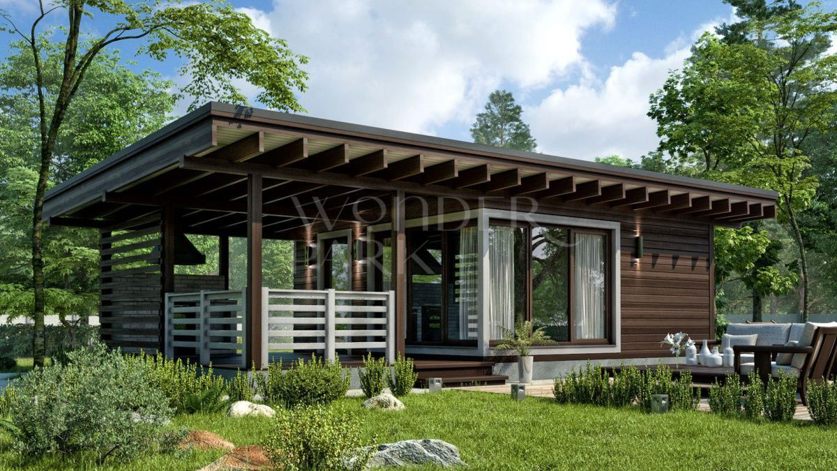Современная баня с беседкой и барбекю в стиле хайтек 6 на 10 метров BH16 — BarnHouse https://barnhouse1.ru/bani-hitech/bh16 — BarnHouse