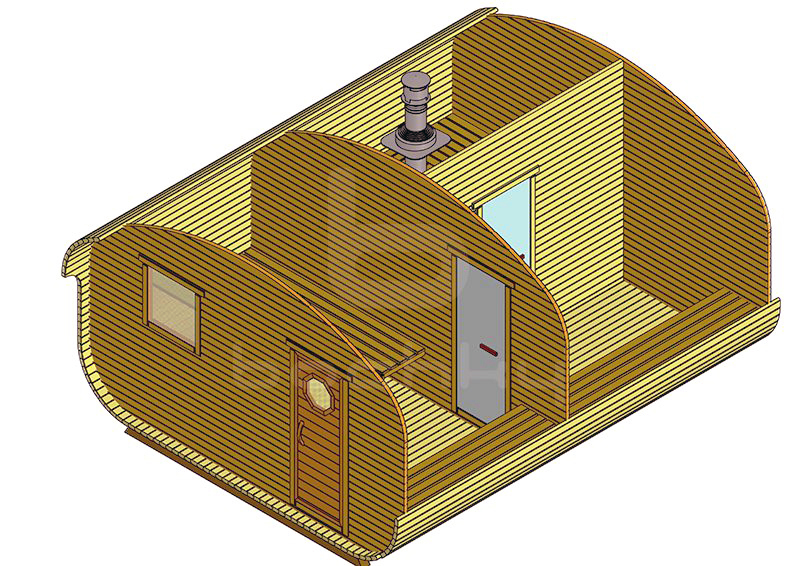 Баня-квадро-овалбочка "4x5.0" три помещения — Бочки.ру