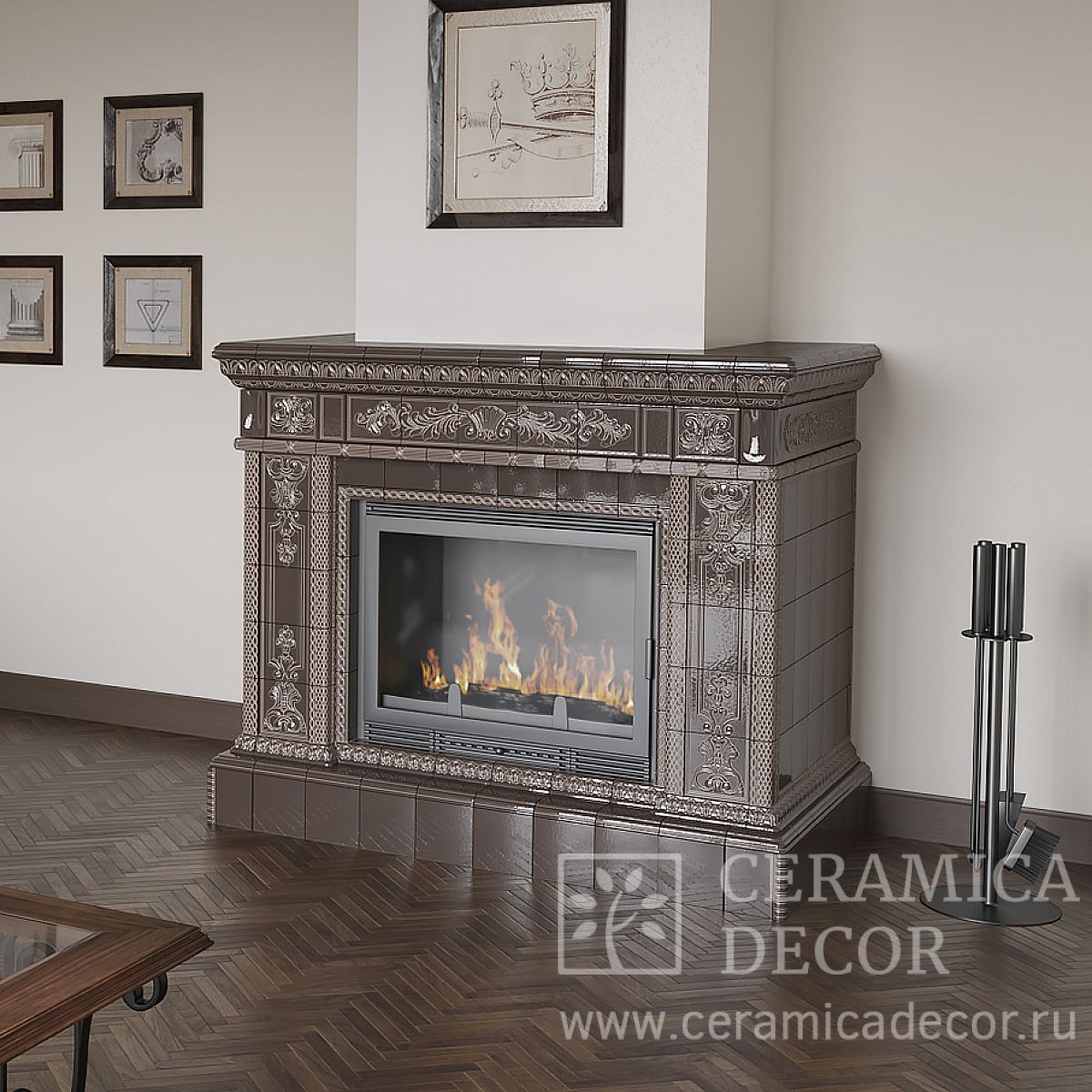 Декоративный камин Честер. Цвет: Мока — CeramicaDecor