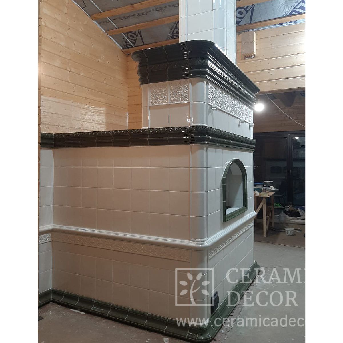 Изразцовая Русская печь с изразцами "Элеганс" 4962 — CeramicaDecor
