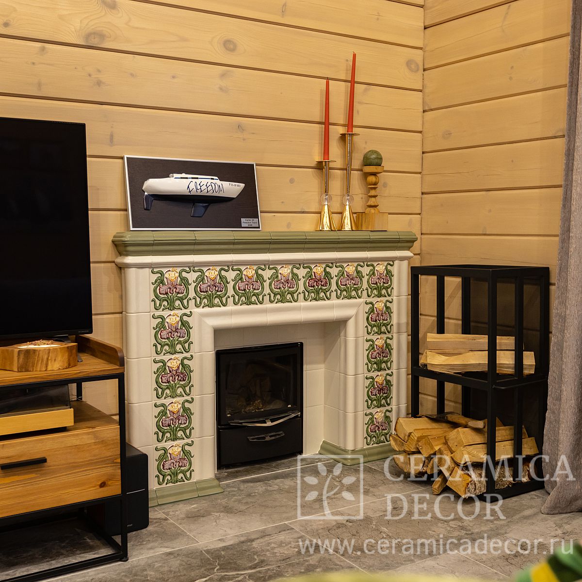 Изразцовый банный портал "Арт Нуво" для печи каменки 5402 — CeramicaDecor