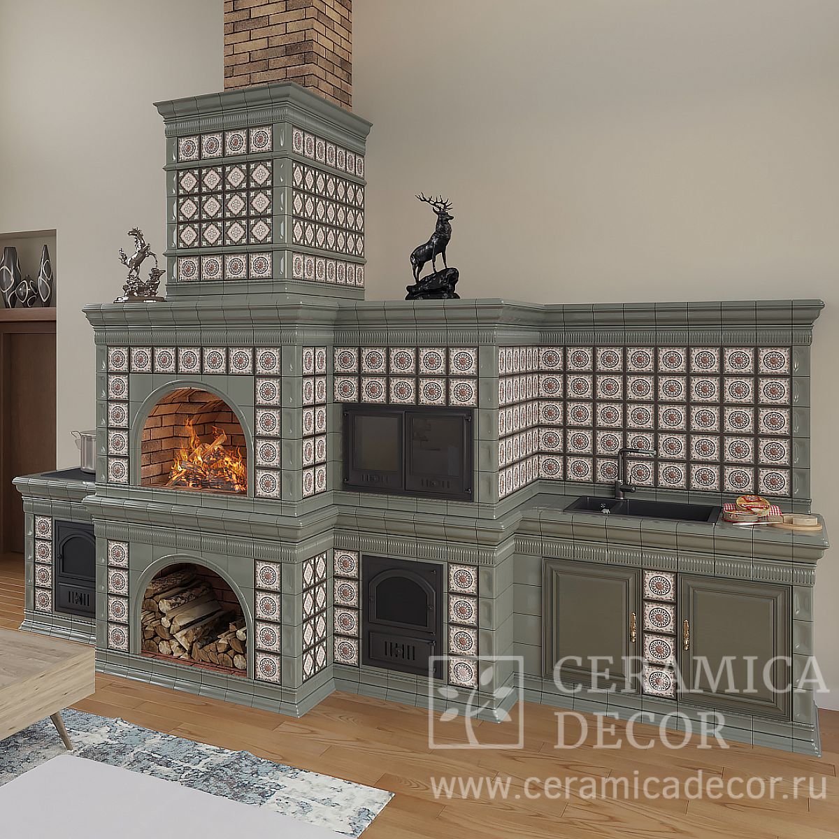 Облицовка Пастораль для отделки печного комплекса — CeramicaDecor