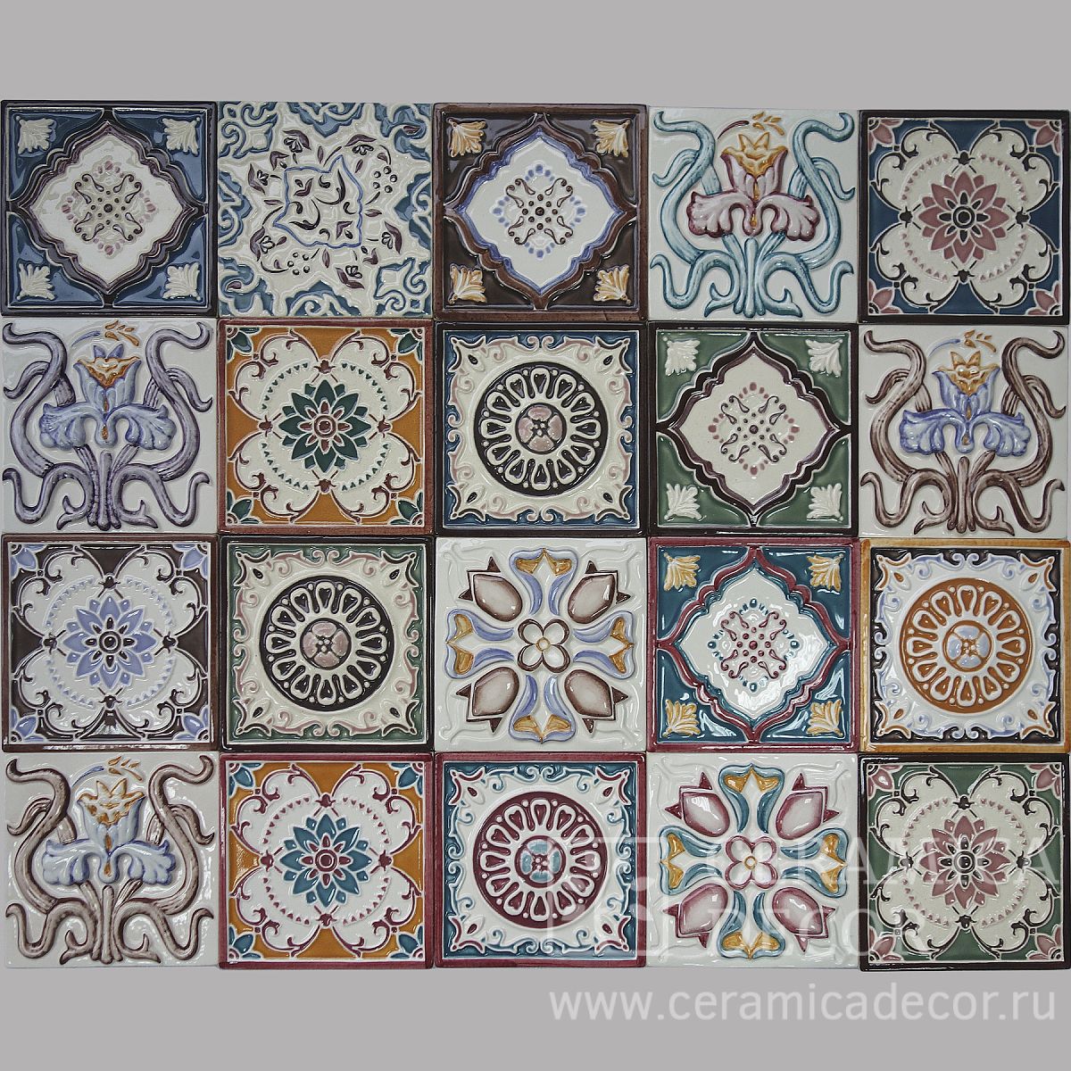 Изразцовый набор "Арт Нуво",  20 плиток — CeramicaDecor