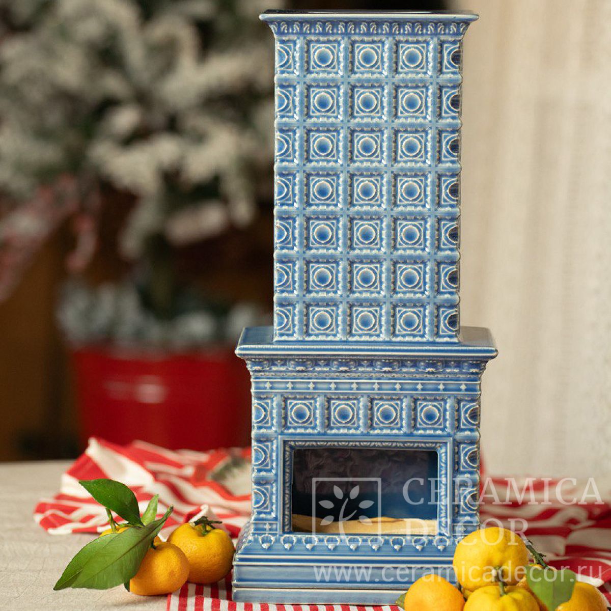 Камин сувенирный в цвете Васильковый — CeramicaDecor