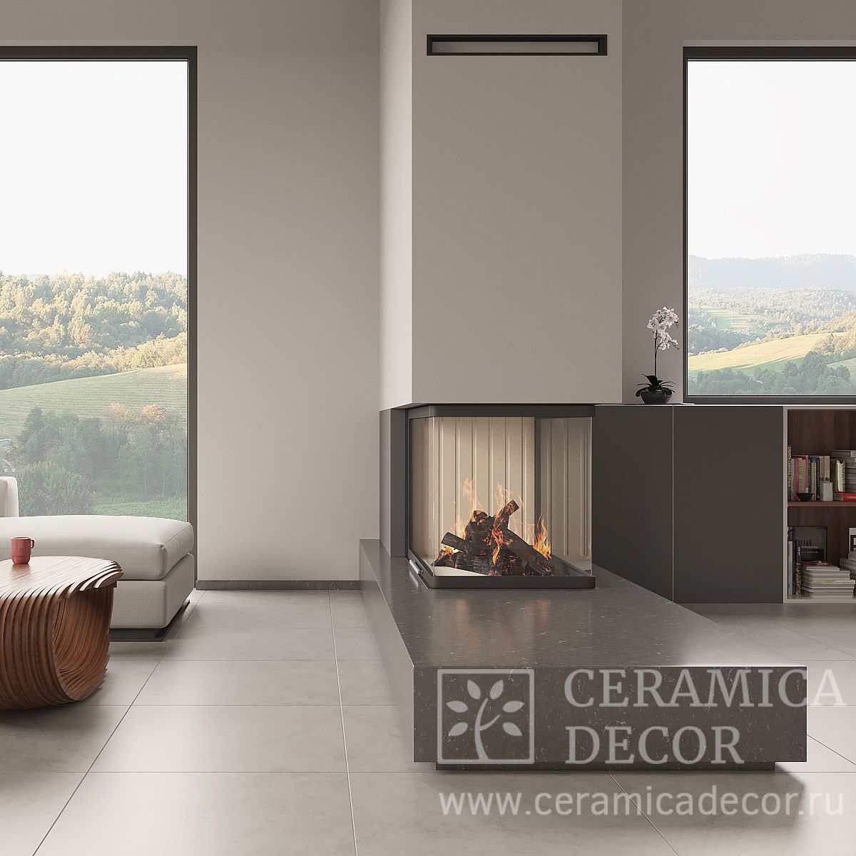 Камин в облицовке Dark Emperador — CeramicaDecor
