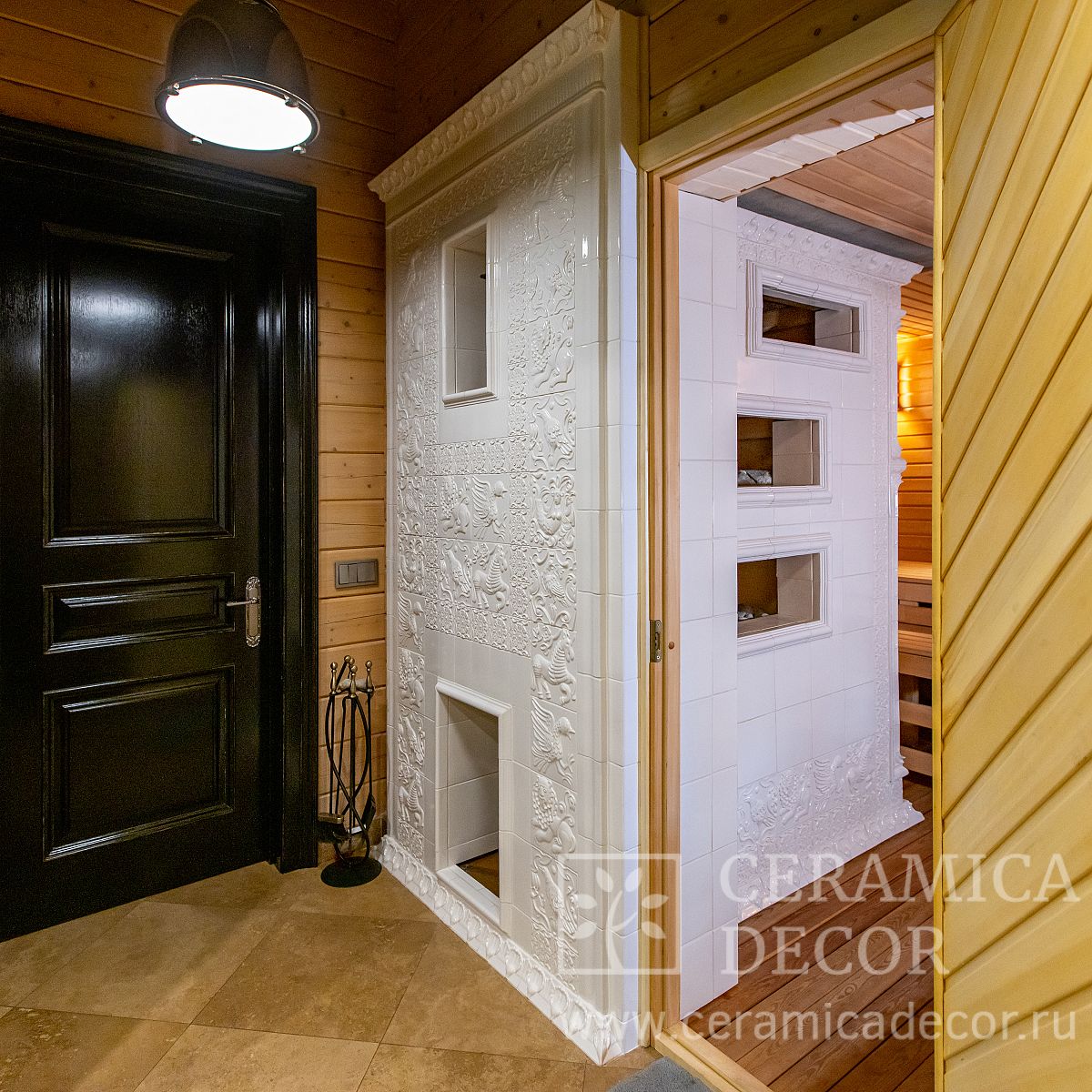 Облицовка банной печи "Русская этника". Цвет: Арктика 5923 — CeramicaDecor