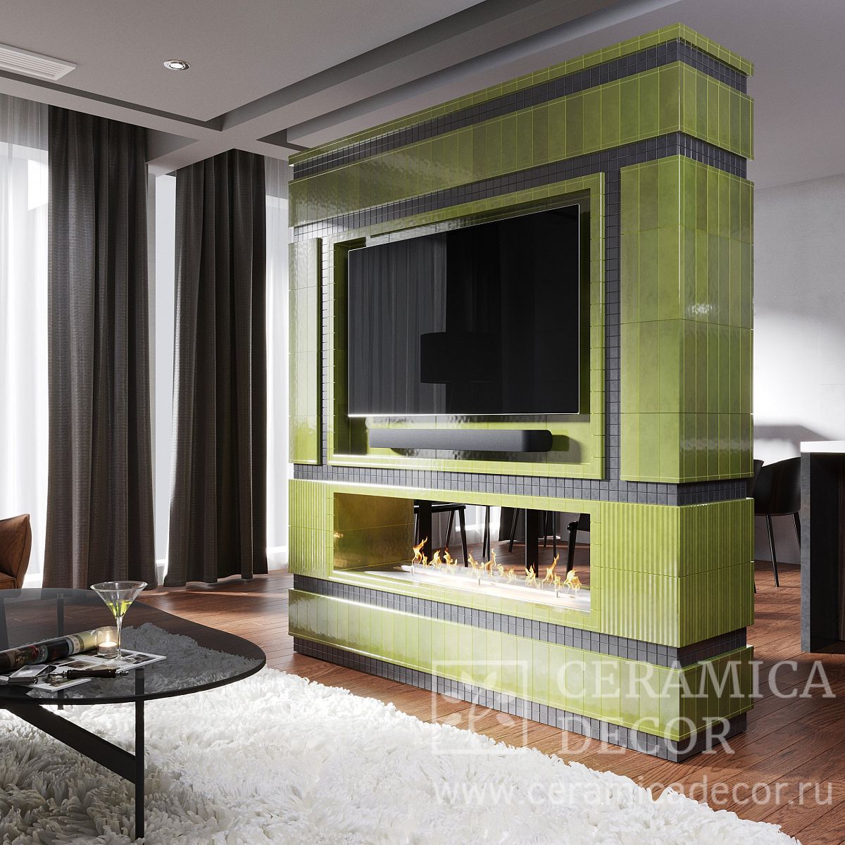 Облицовка "Ламела" островного камина Lux Fire Smart Flame 1100 RC INOX