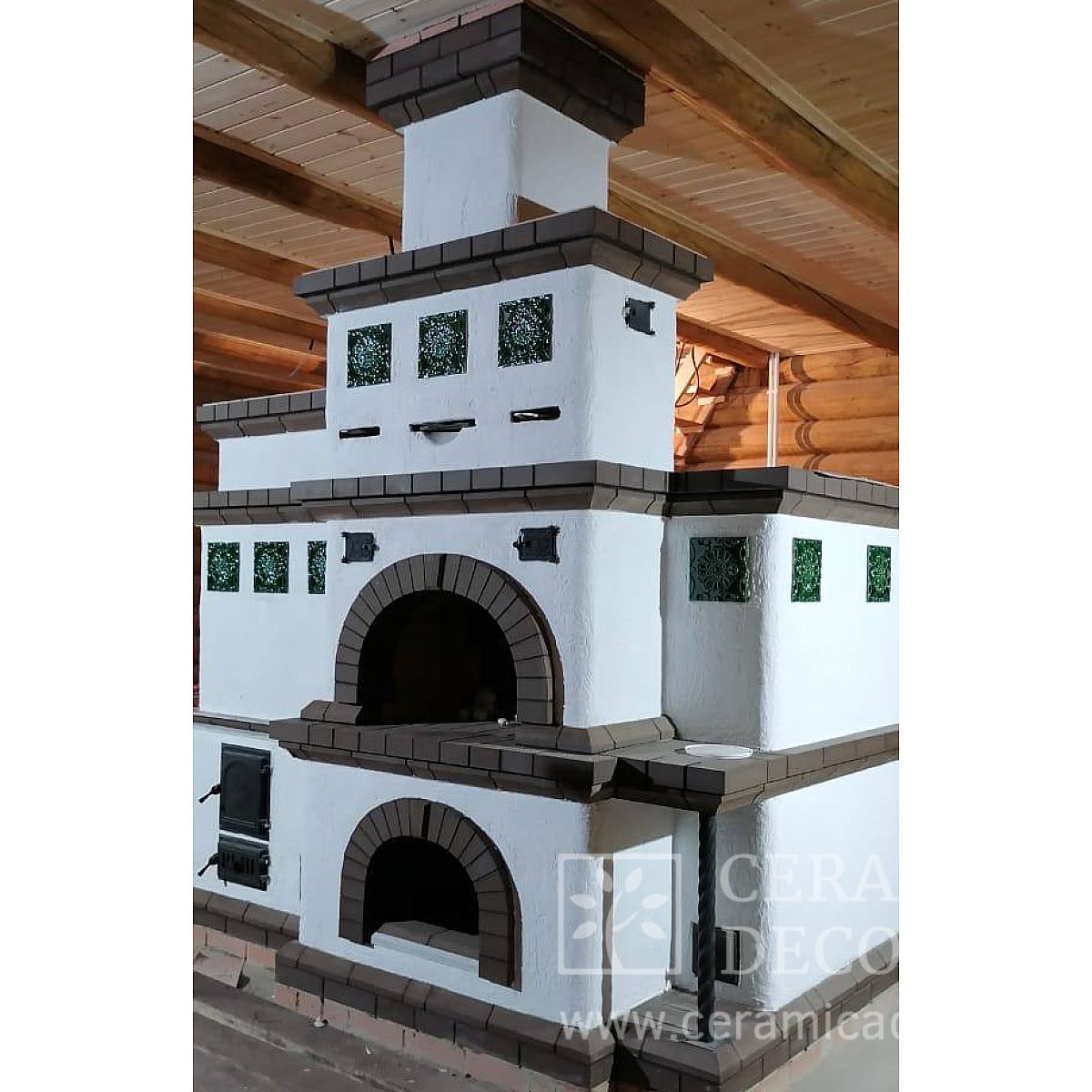 Русская печь в частичной облицовке изразцами Русская Этника. — CeramicaDecor