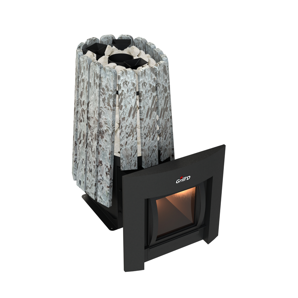 Дровяная банная печь Grill'D Cometa Vega 350 Long Max Stone Pro (Серпентинит) — Grill'D