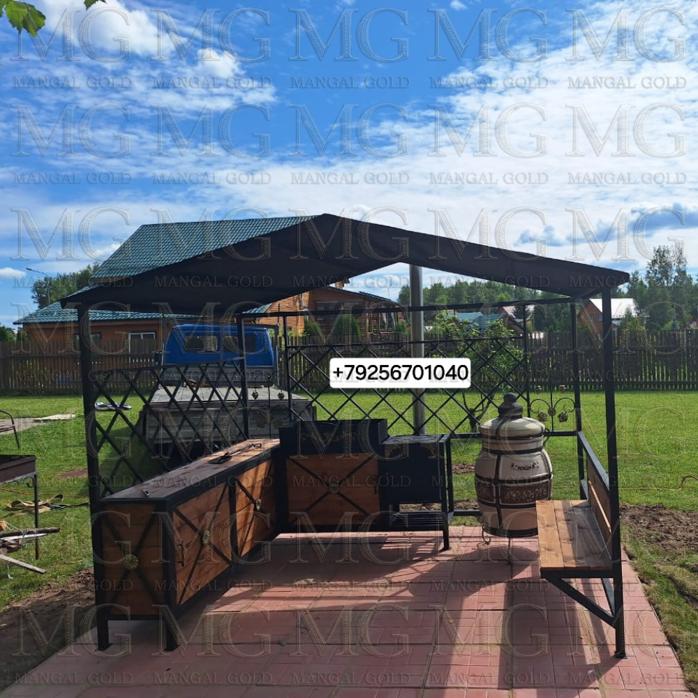 Беседка с мангалом + место с тандыром MG-64 — 285 см 200 см — Mangal Gold