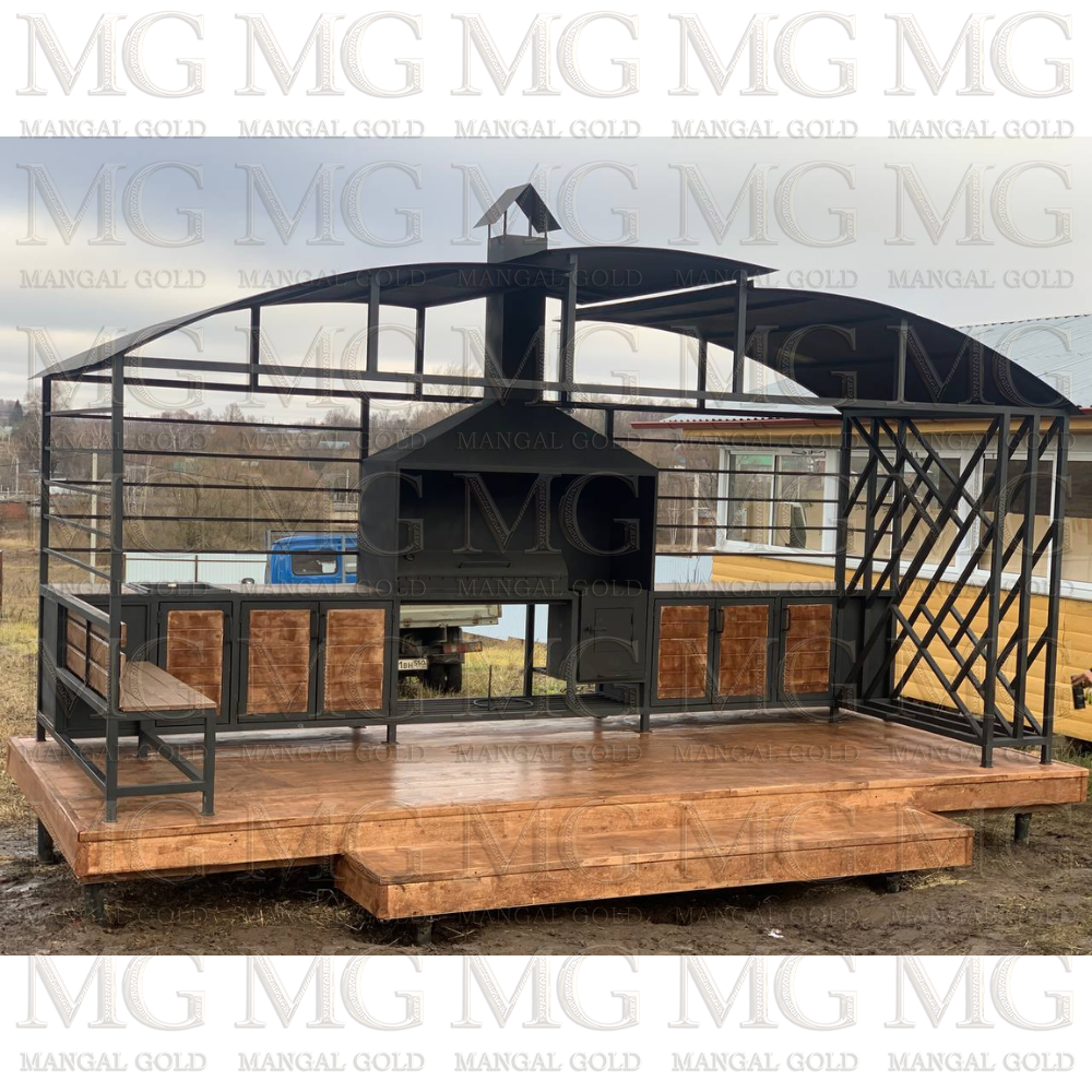 Роскошная мангальная беседка — Длина: 5200 мм; Ширина: 2200 мм. 500 см — Mangal Gold