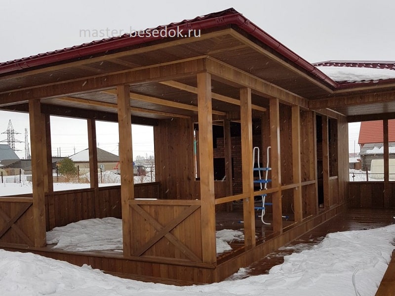 Беседка с односкатной крышей Пихта — 6 x 9 м 2.7 м — Мастер Беседок