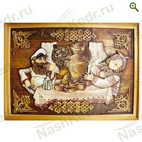 Картина берестяная «Ох потапыч», 70*50 см, №35Н — Наш Кедр