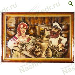 Картина берестяная «С милым рай в шалаше», 60х40 см, №1Н — Наш Кедр