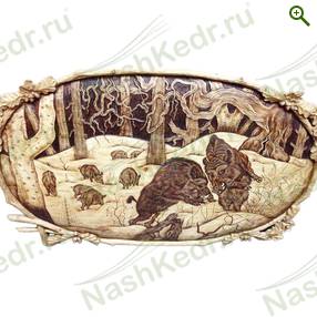 Картина резная, Кабаны — Наш Кедр