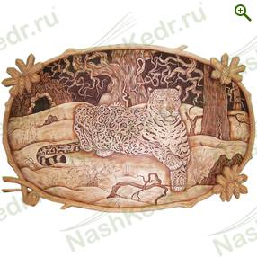 Картина резная, Леопард, в цвете (60*100 см) — Наш Кедр