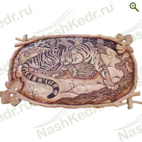Картина резная, Тигрица с тигренком — Наш Кедр