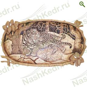 Картина резная, Тигры обнимка — Наш Кедр