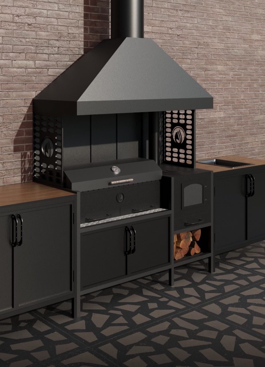 МАНГАЛ+ПЕЧЬ 150 СМ — мангал 4 мм — TORRES GRILL