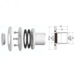 Фланец GR02V, 1½" x 2", для светильников N601, N861, для пленки, комплект /N601.GR02V/ — Жемчужина